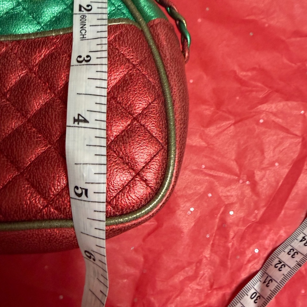 GUCCI Trapuntata bag Limited leather mini red/green metallic vintage - Picture 4 of 16